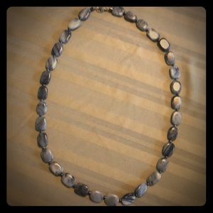 30” gray and white stone necklace